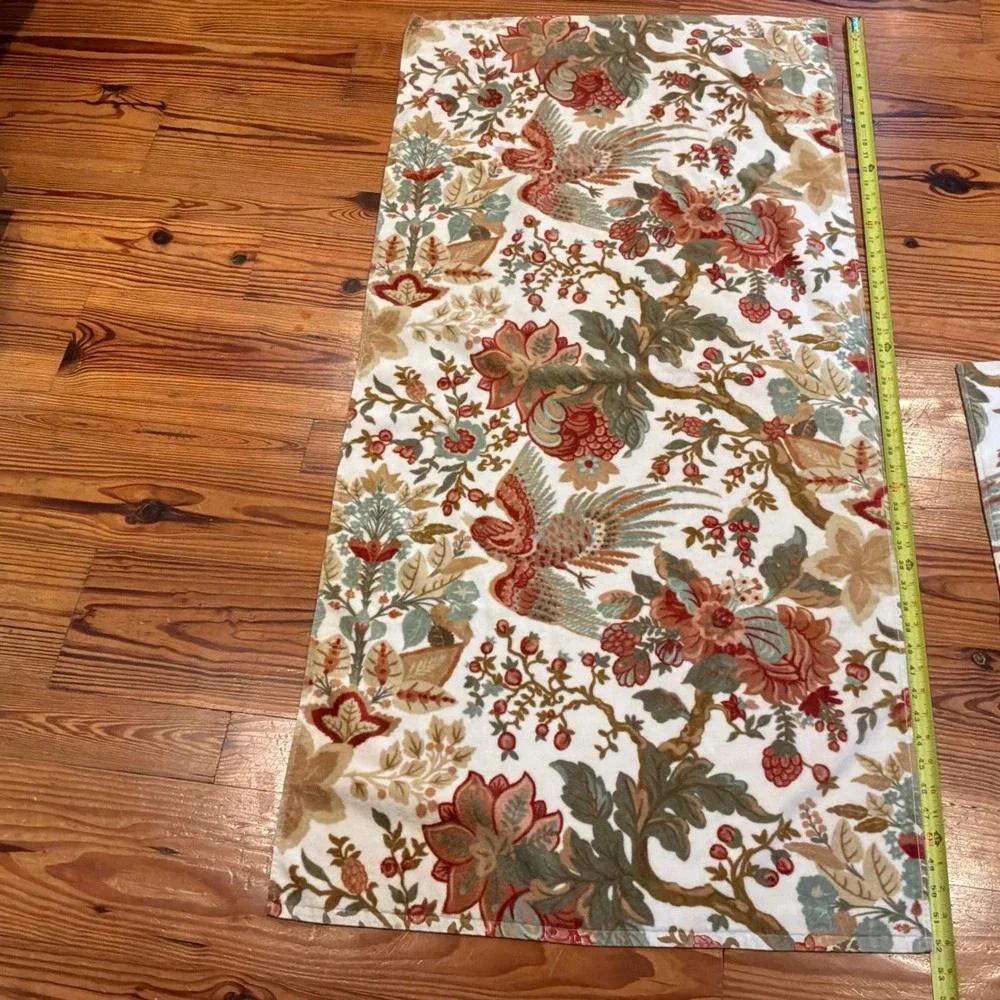 Pottery Barn Palampore Jacobean Floral Bird Bath Towel 2 pc Set Portugal EUC